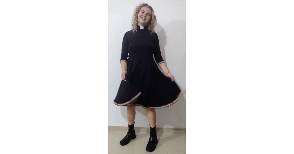 MAYA RAINBOW TRIM SKATER DRESS