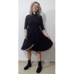 MAYA RAINBOW TRIM SKATER DRESS