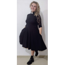 MARLENE LACE SLEEVED SKATER DRESS